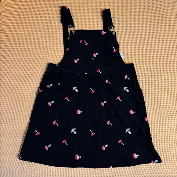 NWT Cider Curve Black Corduroy Mini Dress | Mushroom Embroidery 🍄 | Women’s 1X - Picture 1 of 16